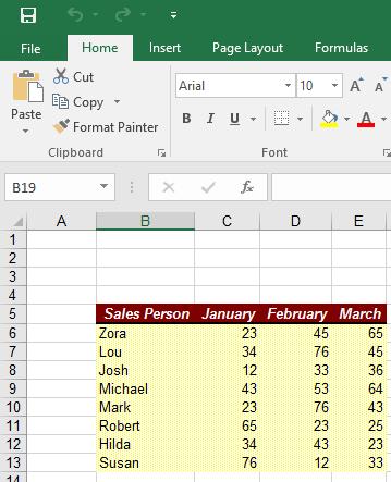 Conditional formatting Open a workbook called Conditional Formatting.