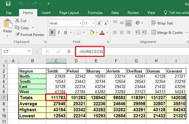 Excel 2016 Intermediate Page 184 The cells in the range C7:I10 all contain functions that are used to work out the numbers displayed.