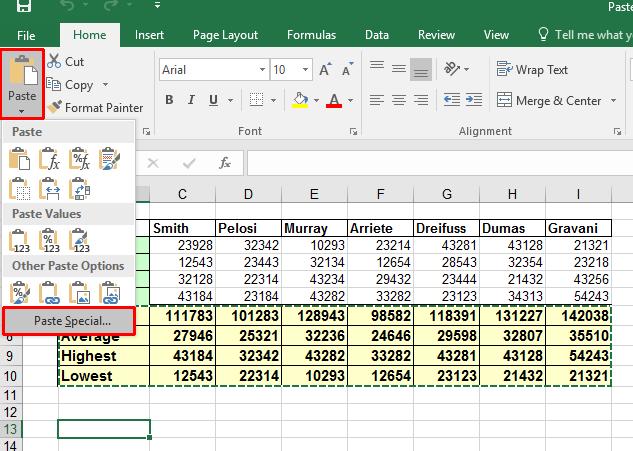 Excel 2016 Intermediate Page 185 This will display the Paste Special dialog