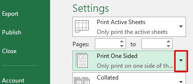 of the printer options, click on the down