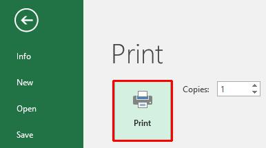 Excel 2016 Intermediate Page 212 Printing To print a document using the settings you have selected click on the Print button.