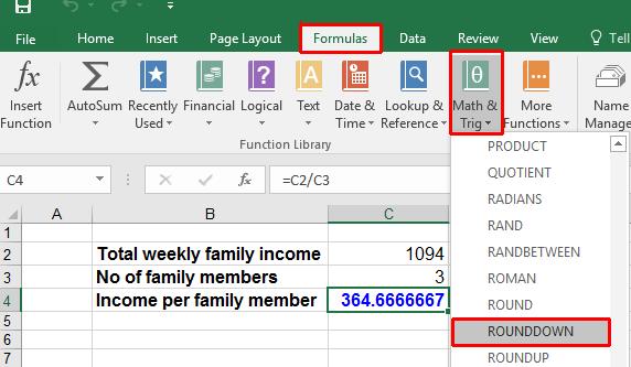 Click on the Formulas tab and within the Function Library group click on the Math & Trig button.