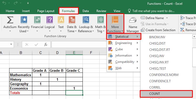 Click on the Formulas tab and within the Function Library group click on the More Functions button.