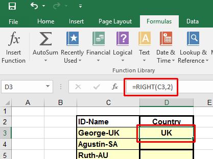 Excel 2016 Intermediate Page 82 Click on the OK button and your data will look like this. Notice the function syntax in the Function bar.