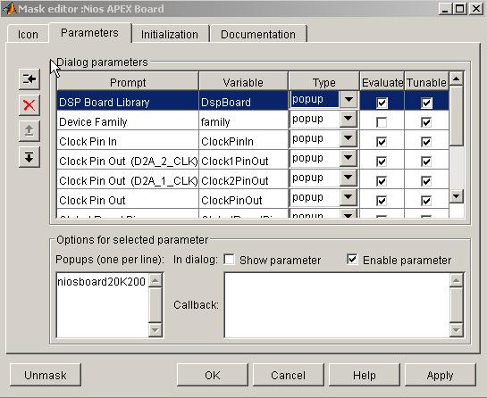 Parameters You use the Parameters tab to define each block s variables and their parameter prompts.
