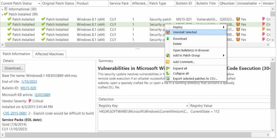 Using Ivanti Patch for Windows Servers 7. On the Deployment Configuration dialog, make sure Install immediately is selected and then click Deploy. 8.