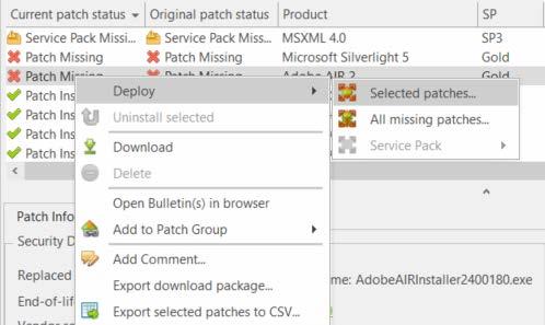 Using Ivanti Patch for Windows Servers Deploying Patches Once you ve identified a missing patch that you d like to deploy, simply right-click the patch and then deploy the patch to the selected