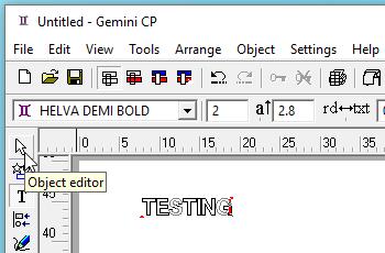 Cutter Configuration 1. Open Gemini CP. Click the T icon on the vertical toolbar on the left side of the window. This is the Text Input mode. 2.