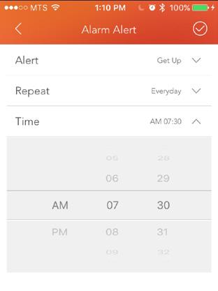 Select the start and end times of the sedentary reminders and then pick the days you would like to be alerted.