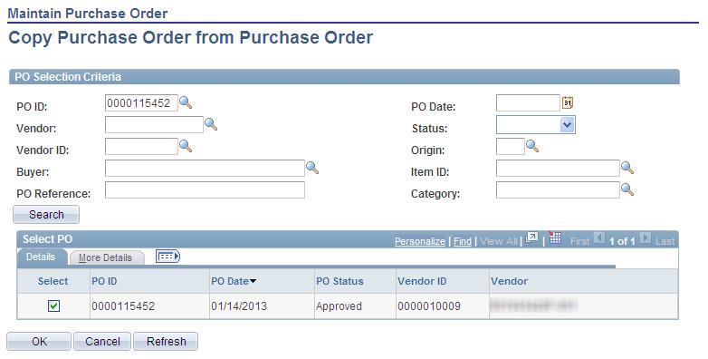 This will bring the pruchase order information down to the Select PO section.