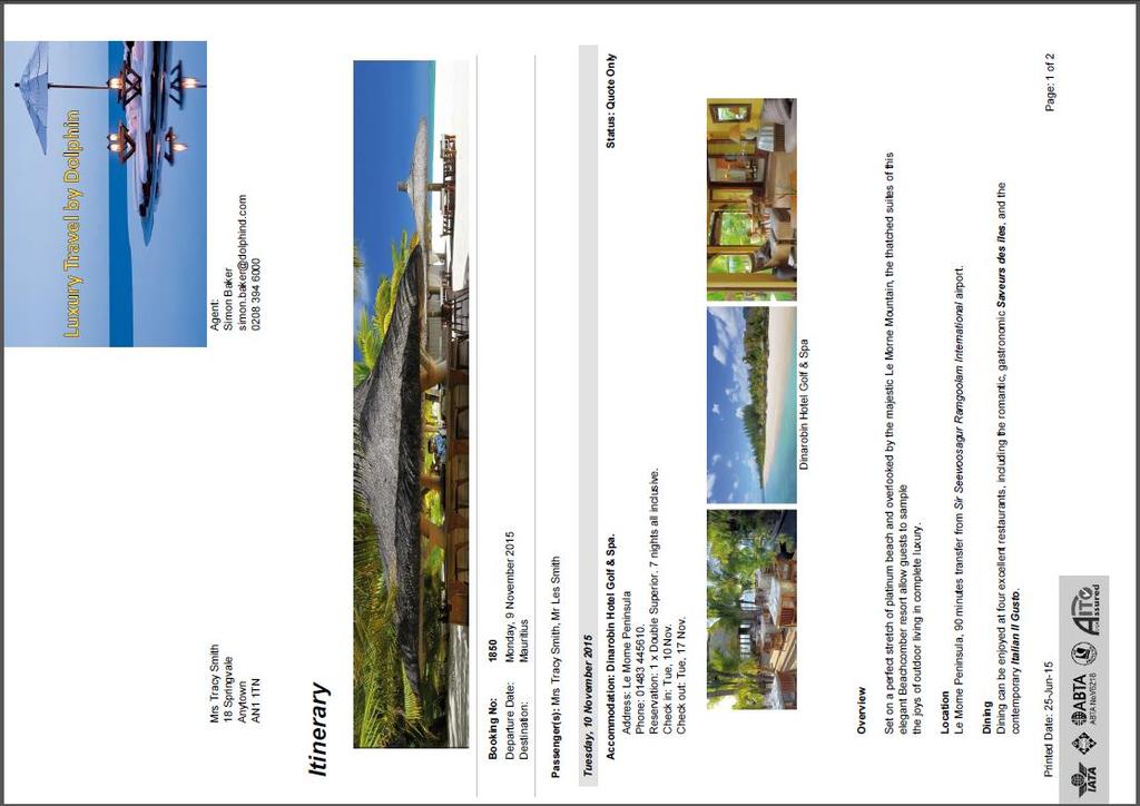 1 2 3 4 Figure 9: Example Itinerary Document including HTML Formatting and Images 1. Document header image 2.