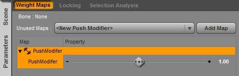 You will now see that a parameter slider has been added just below the button. This slider affects the amount (distance) of push that will be applied.