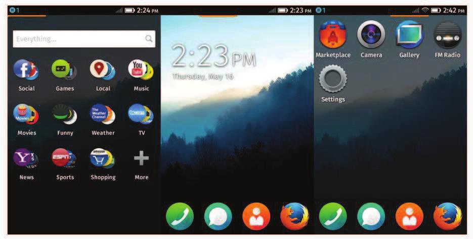2.3.3 Design The design of Firefox OS is not very different from interface that is known in Android or ios.