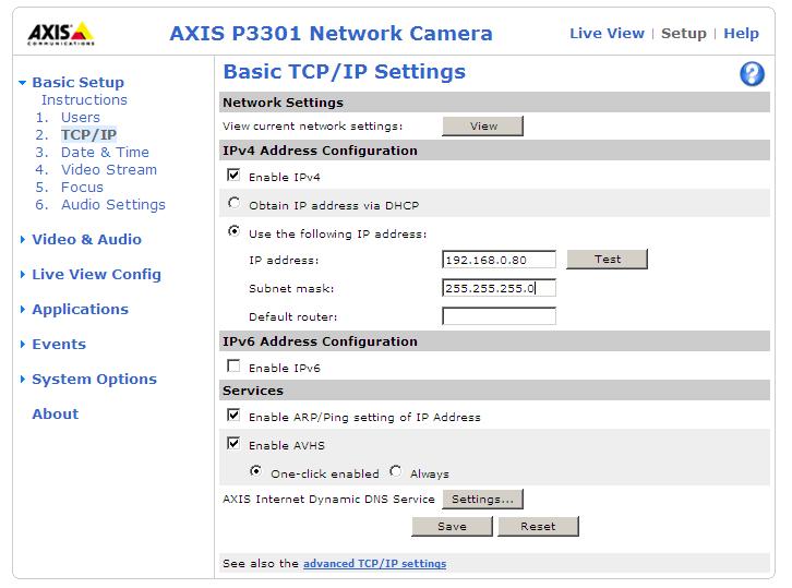 The software program from Axis is the AXIS IP Utility, and the version used for this document is shown in the header above. CAMERA SETTINGS 1. Start the AXIS IP Utility Setup Program. 2.