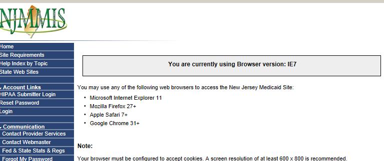 IE8, you are using an unsupported browser using Internet Explorer 11 by compatibility settings. Please remove njmmis.