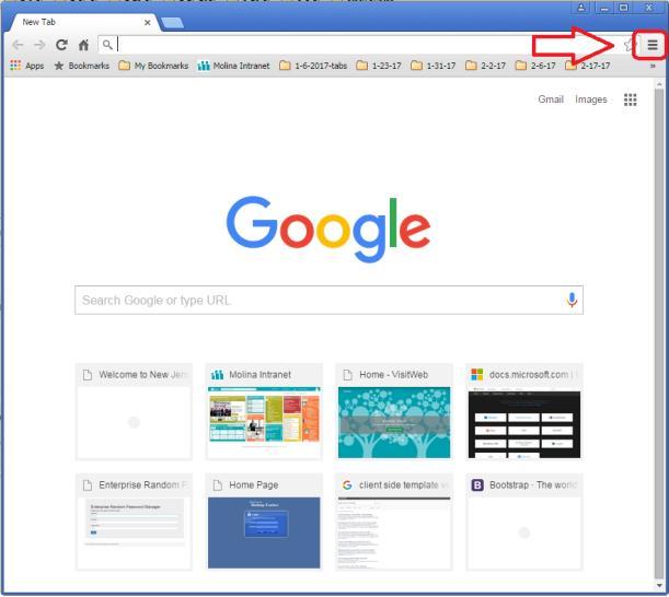 Chrome (Windows) Step 1 - Click on the menu icon in