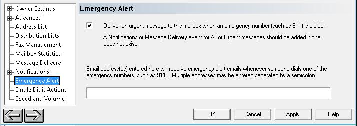 Select Emergency Alert in the left pane, and enabled Emergency alerts by