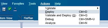 Calculation Manager Editing, Modifying, and Deploying Rules Once the rule is saved, you must Validate then Deploy the rule from the Actions menu.