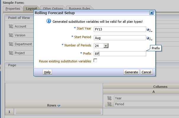 Rolling Forecast Webforms New Rolling forecast setup feature.
