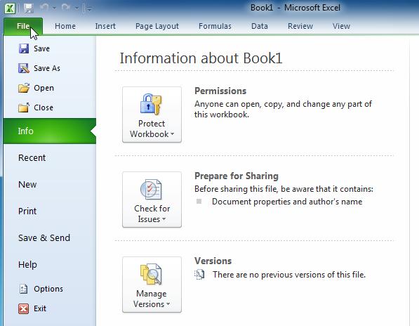 Adding a command to the Quick Access Toolbar Backstage View Backstage view gives you various options for saving, opening a file, printing, or sharing your document.