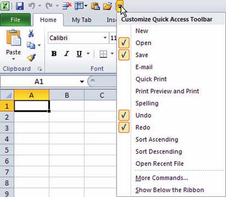 4 Lesson 1 Using Onscr een Tools The Quick Access Toolbar gives you fast and easy access to the tools you use most often in any given Excel session.