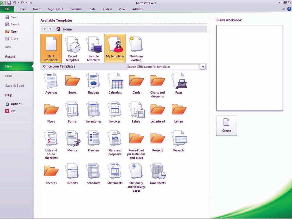 8 Lesson 1 Use the File Tab to Open Backstage View and Create a New Workbook GET READY. LAUNCH Excel to open a new, blank workbook. Then, follow these steps: WileyPLUS Extra!