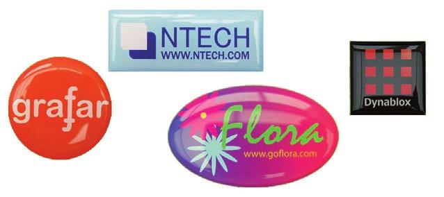 Doming Stickers Oustanding and lasting The glossy, 3-dimensional effect of our doming stickers will turn any logo or brand name into an eye catcher on all products.