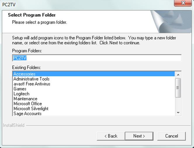 Add program icons to the program folder.