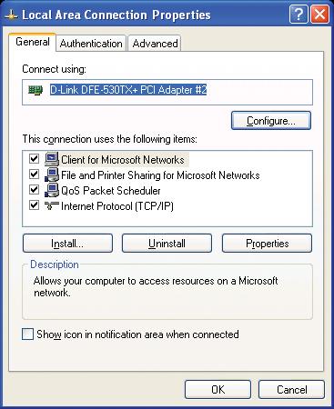APPENDIX (continued) To connect to the network, make sure the network adapter in your computer