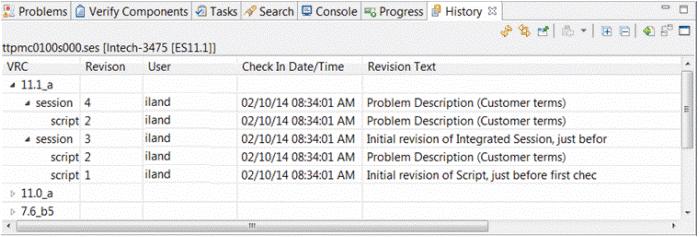 Views Revisions can exist for these components: Domain Function Label Library Menu Message Question Report Session Table Columns This table shows the columns in the view: Column VRC Description A