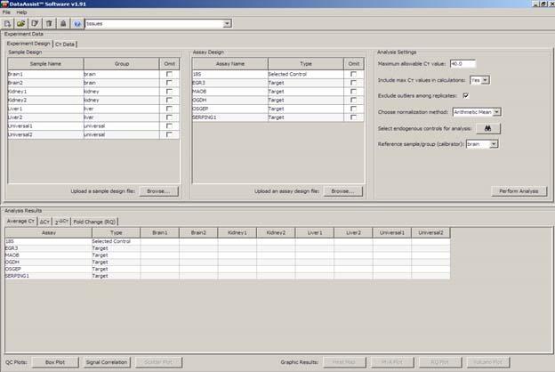 Browse to find the file containing the results data from the desired study, the CT Data.csv file containing the analyzed data, and select to open.