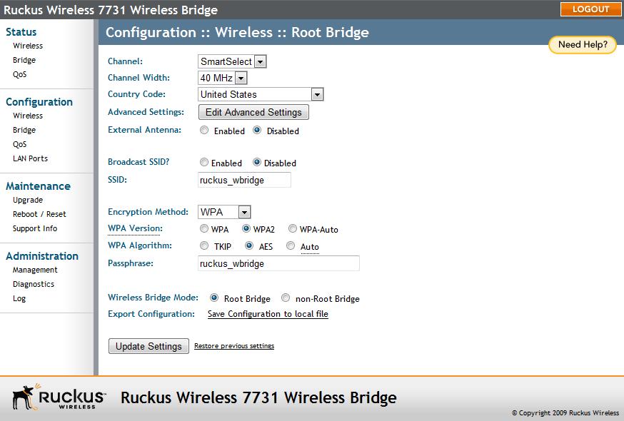 Configuring the Wireless Bridge Configuring Wireless System Settings 3.