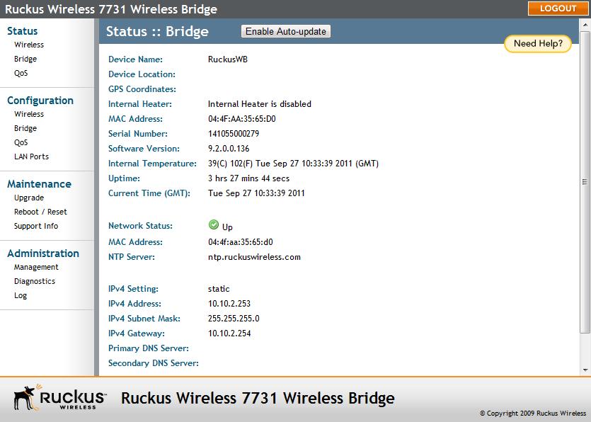 Managing the Wireless Bridge Managing Firmware Upgrades Figure 71. Viewing the current firmware version Upgrading Manually via FTP or TFTP 1. In the Upgrade Method options, click FTP or TFTP. 2.