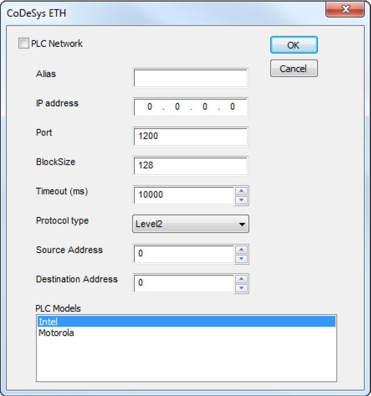 2. 2.1 CODESYS v.2.3 Ethernet driver The CODESYS communication driver for Ethernet supports communication switch controllers based on the v. 2.3 CODESYS version.