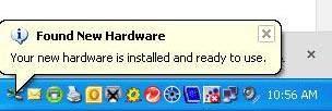 window indicating your new hardware is ready to use: The driver