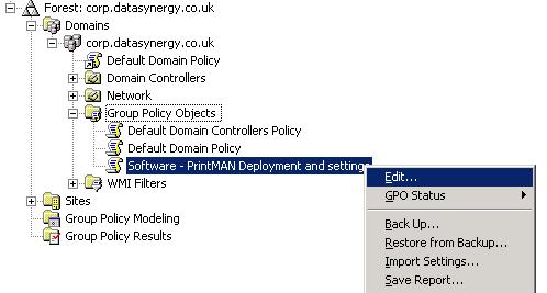 6. The Group Policy Object Editor should open. This is used configure the deployment.
