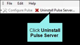 Uninstalling Pulse You can uninstall the Pulse server and the application.