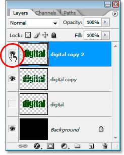 When you see that highlight bar, release your mouse button and the layer will drop into place: Duplicate the original text layer and drag it to the top of the Layers palette.