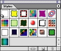 274 LESSON 9 Using Appearance Attributes, Styles, and Effects The Styles palette lets you create, name, save, and apply styles to objects, layers, or groups.