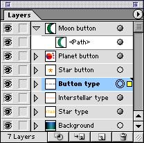 Now you ll remove an appearance from a layer using the Layers palette. 8 In the Layers palette, click the target indicator to the right of the Button Type layer.