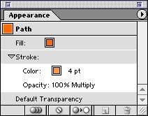 1 Resize the Appearance palette so that you can view all of its contents. Click the Fill attribute and drag it above the Stroke attribute.