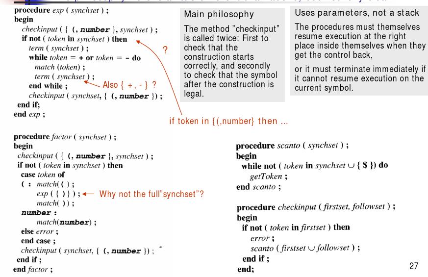 1.4.3 Bottom-up parsing Bottom-up parsing: intro LR(0) SLR(1) LALR(1) only for very simple grammars "R" stands for right-most derivation. approx.