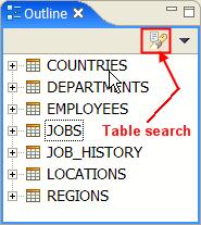 provides the Table Locator, a pop-up dialog with a fast text search feature.
