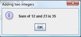 The next parameter is the promptmessage- in this case Enter first integer number, followed by the title that will be displayed as the title of the dialog box see figures 3.1a and 3.1b.