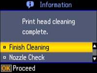 7. Select Nozzle Check and press the OK button to run a nozzle check to confirm that the print head is clean.
