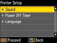 Press the up or down arrow buttons to select Power Off Timer and press the OK button.