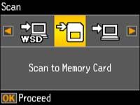 4. Press the left or right arrow buttons to select a scan option and press the OK button.
