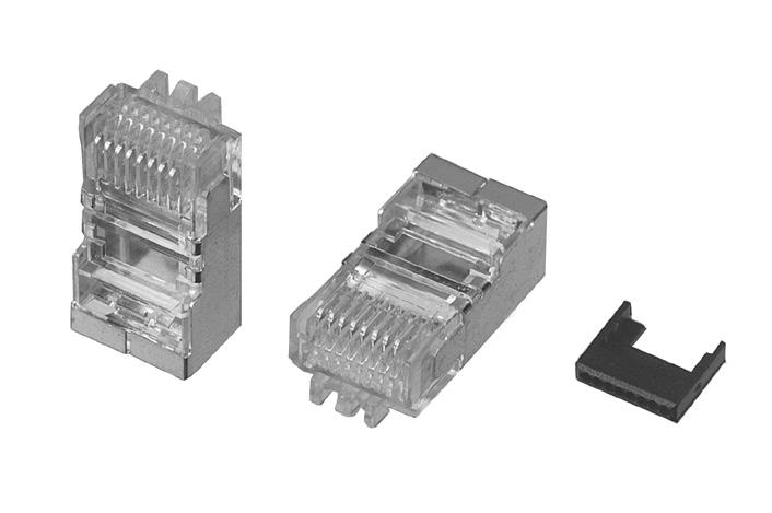 CAT 6A, CAT 6 and CAT 5EMT Modular Plugs These modular plugs consist of a three-piece design: the modular plug body with contacts; a wire holder to manage the conductors and ensure performance and; a