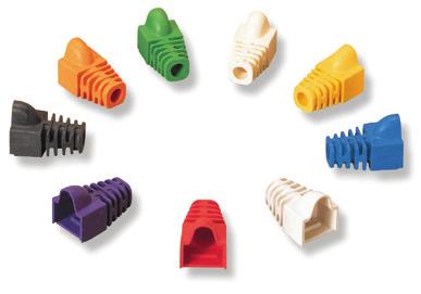 Modular Plug Snagless Boots for Category 5E and 5 Plugs For use with Category 5e and 5, 8-position plugs Three (3) boot sizes for various maximum cable diameters 000 boots per box