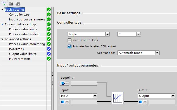 In the project tree, open the Configuration of the InstPIDCompactOPC instance of the PID controller. 2. Make the basic settings. 1.